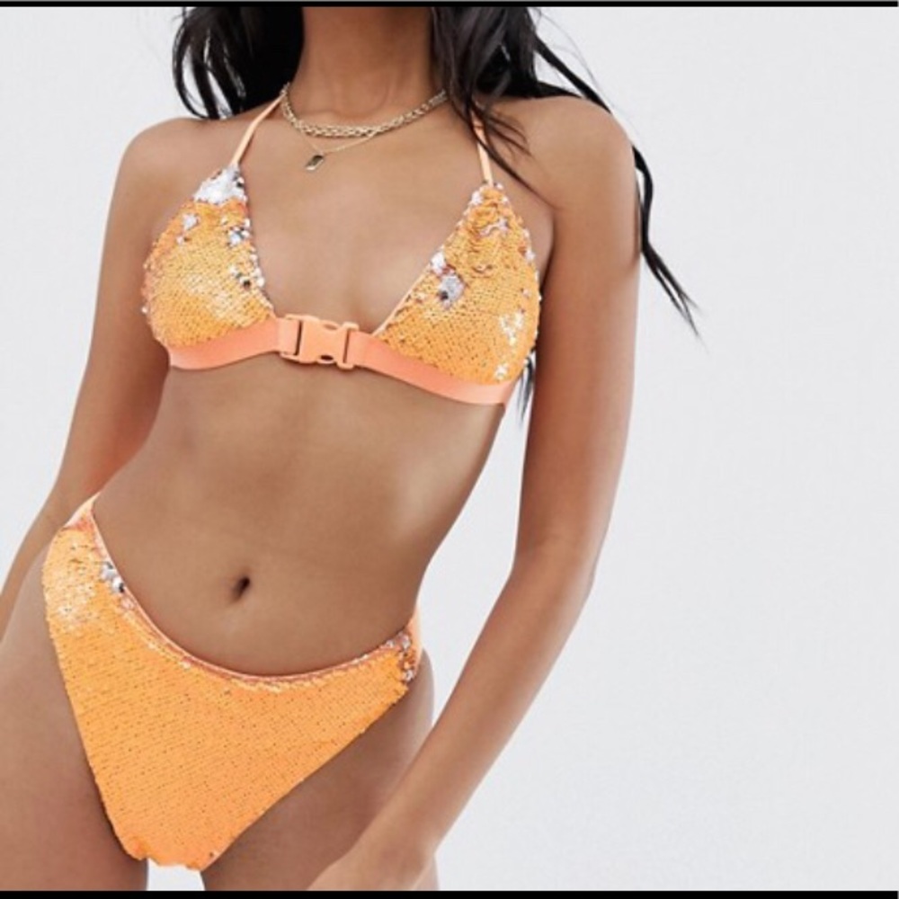 Jaded London buckle two tone sequin bikini